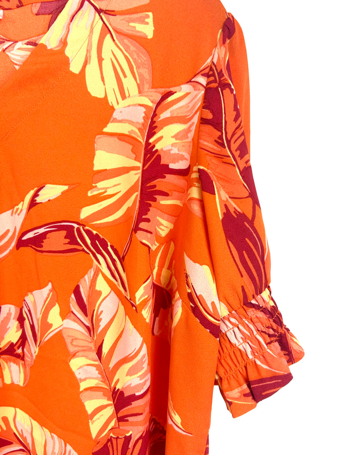 Orange Tropical Print Top- Size 6/8