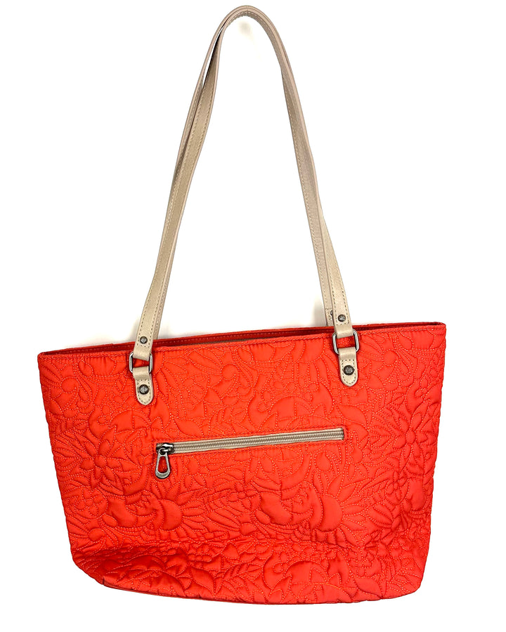 Orange Floral Stitching Tote Bag