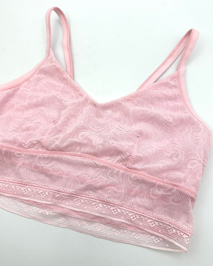 Pastel Pink Lace Unlined Bralette - Medium
