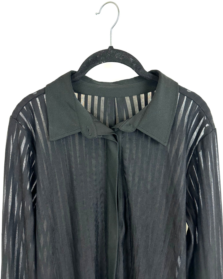 Striped Black Blouse - Size 4/6