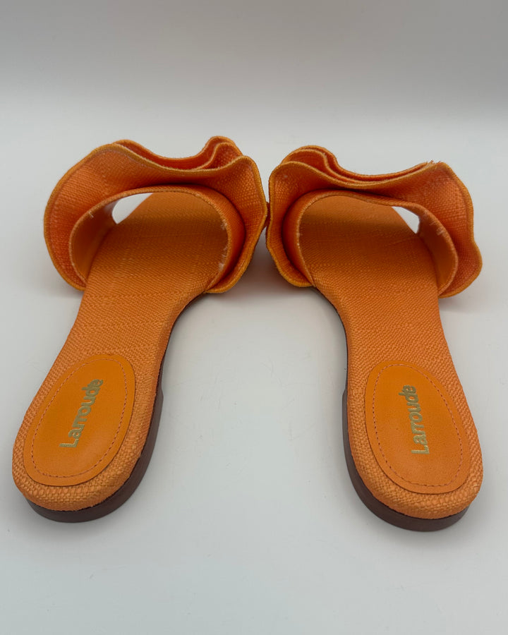 Orange Raffia Ruffle Sandal - Size 6.5