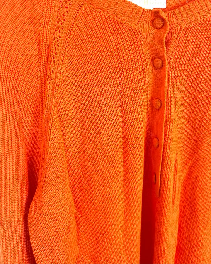 Bright Orange Half Button Up Sweater Top - Size 6/8