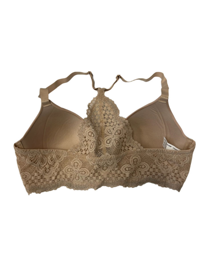 Tan Front Closure Lace Racerback Bra - 34B