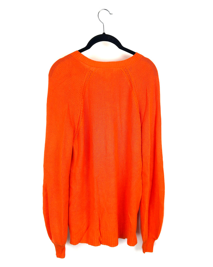 Bright Orange Half Button Up Sweater Top - Size 6/8
