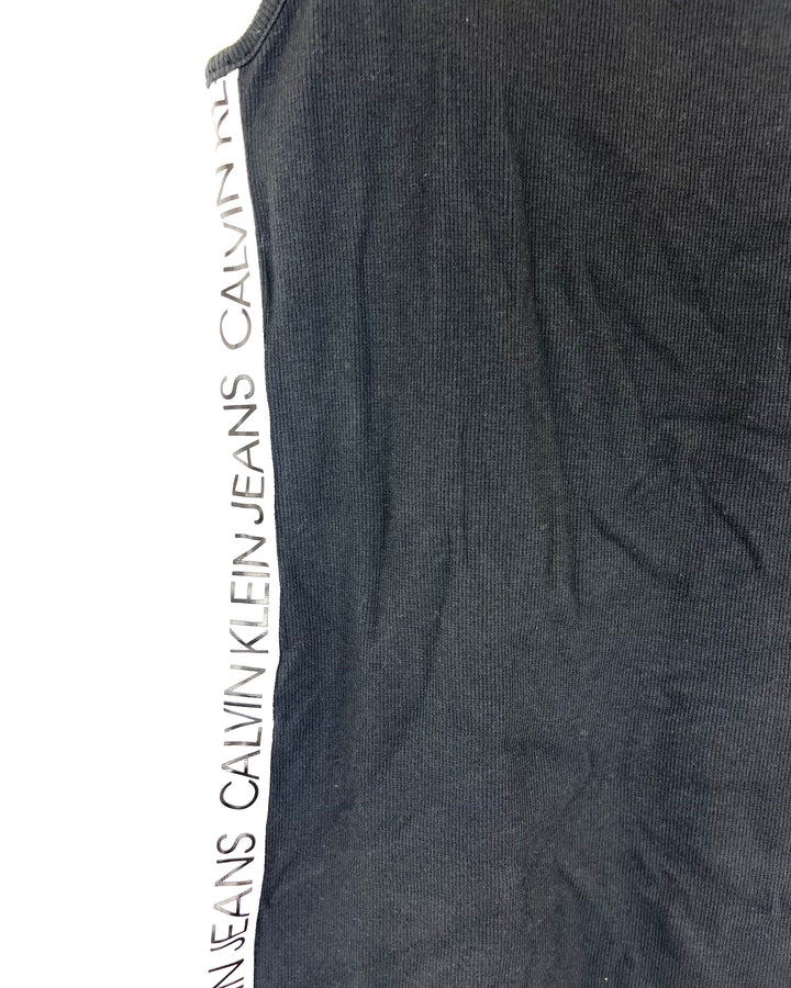 Black Ribbed Crew Neck Tank Top Dress - Size 2/4