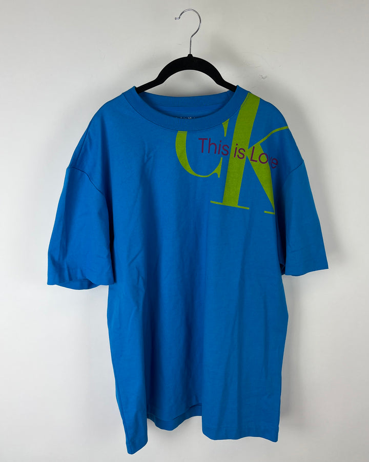 MENS Blue This Is Love T-Shirt - Medium