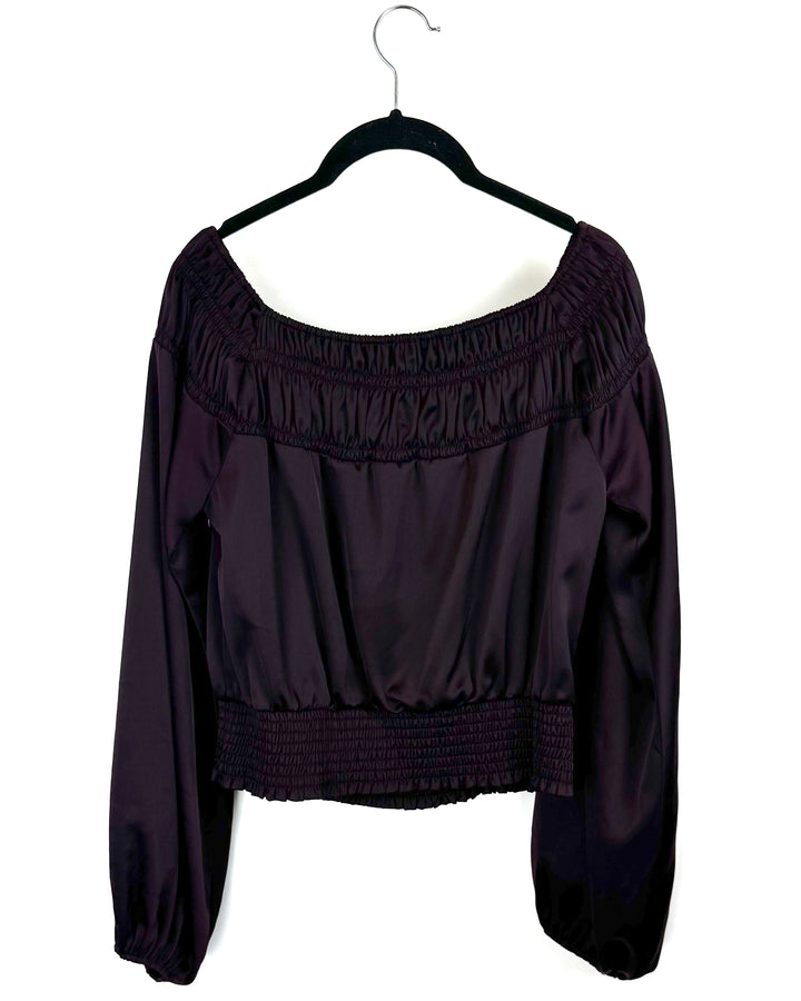 Deep Purple Ruched Crop Blouse - Size 2/4