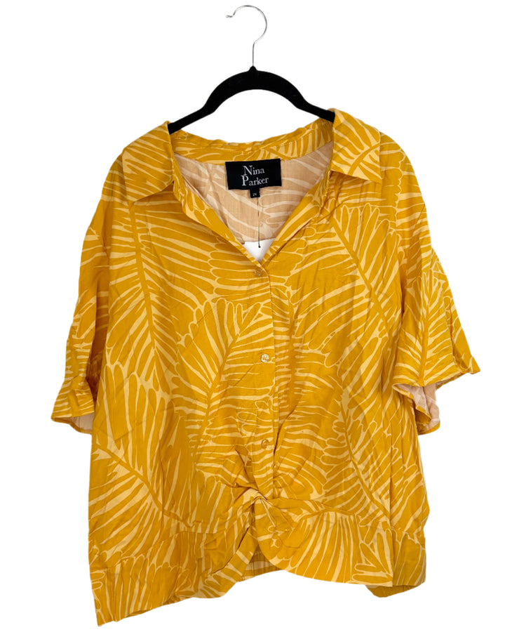Yellow Palm Leaf Top - Size 2X