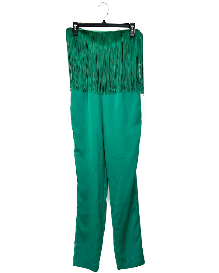 Emerald Green Fringe Jumpsuit - Small