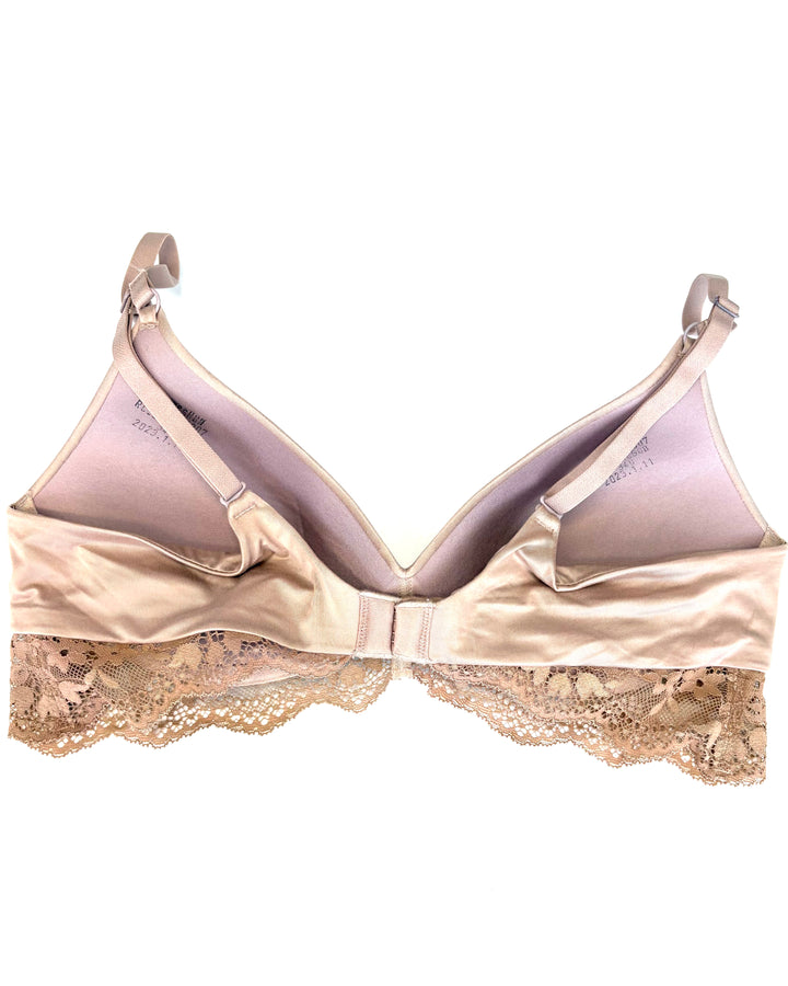 Pale Pink Standard Push Up Lace Band Bra - 34 B