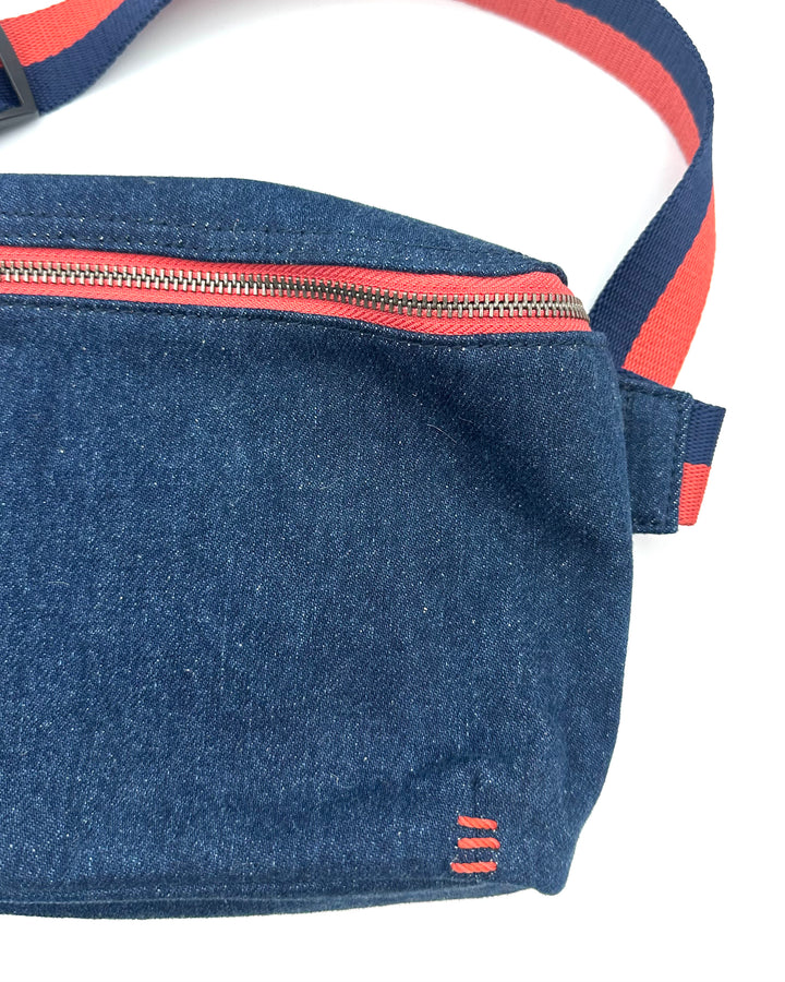 Denim And Orange Belt Bag