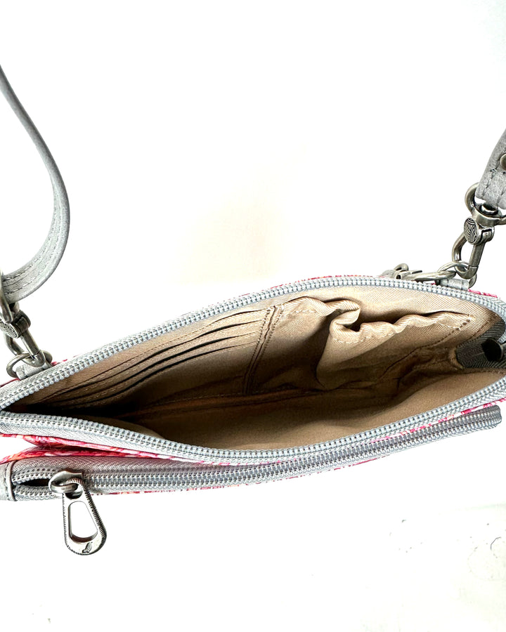 Pink Multi-Pattern Crossbody Bag/ Wristlet