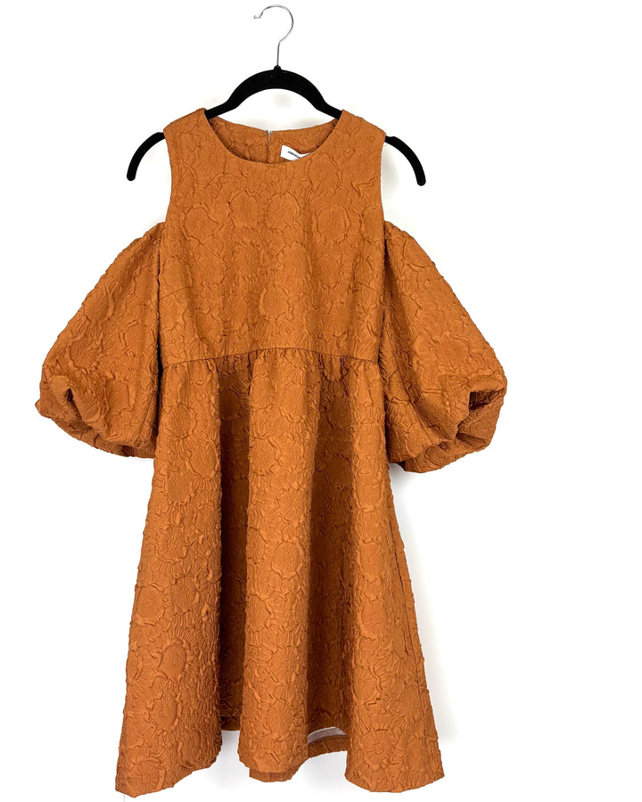 Burnt Orange Cut Off the Shoulder Dress - Size 4/6