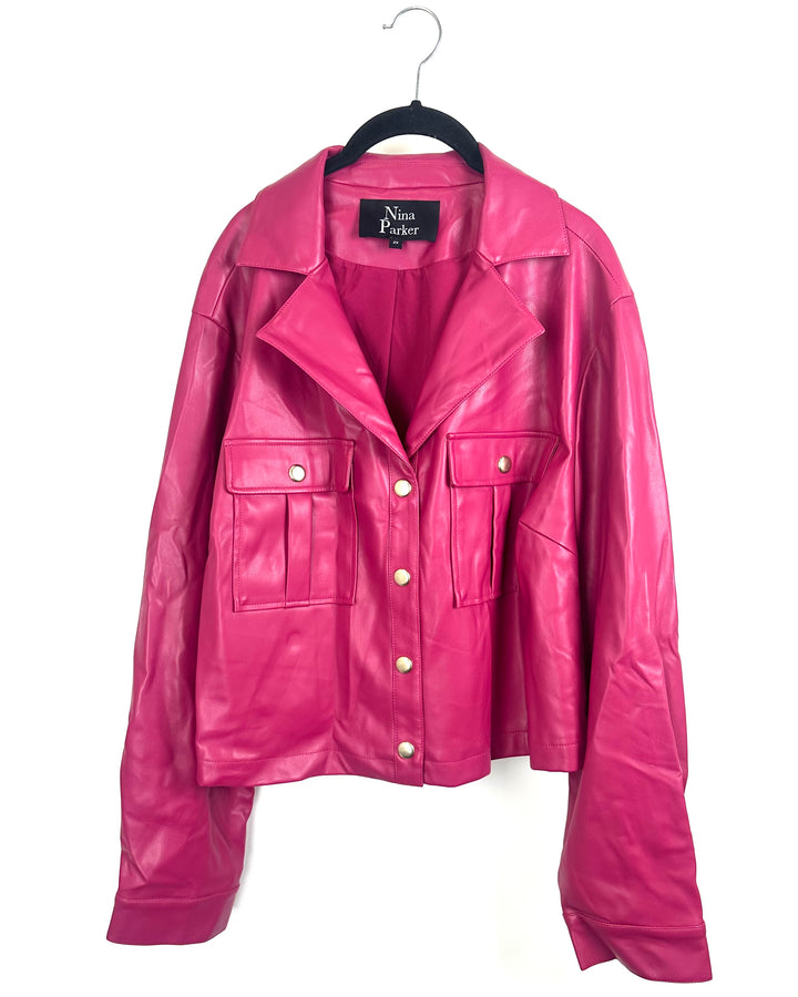 Magenta Faux Leather Jacket - Size 2X and Size 0X