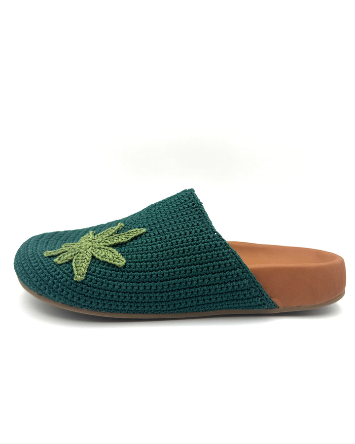 Dark Green Crochet Clogs - Size 6