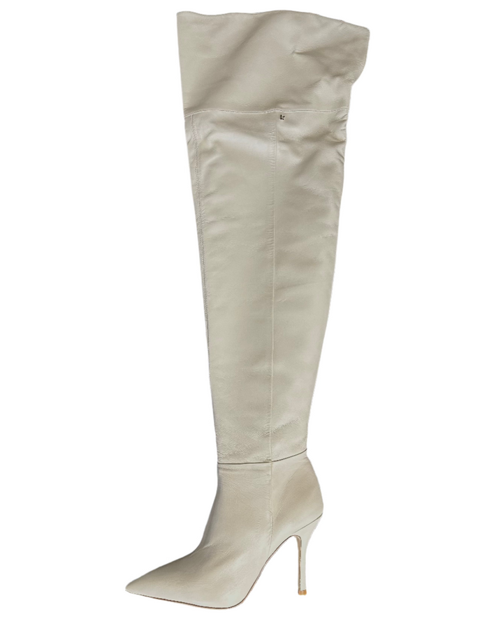 Cream Ultra Tall Pointed Toe Boots - Size 10 and 11