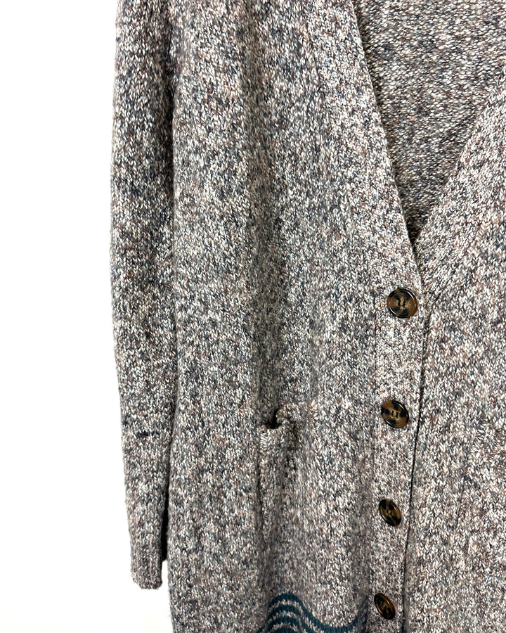 Brown Long Pullover Cardigan - 6/8