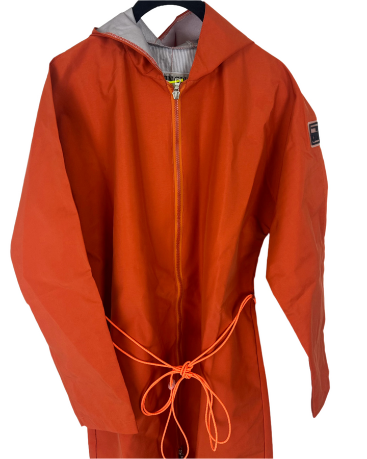 Orange Long Raincoat With Bungee Belt - Size 8/10 and 10/12