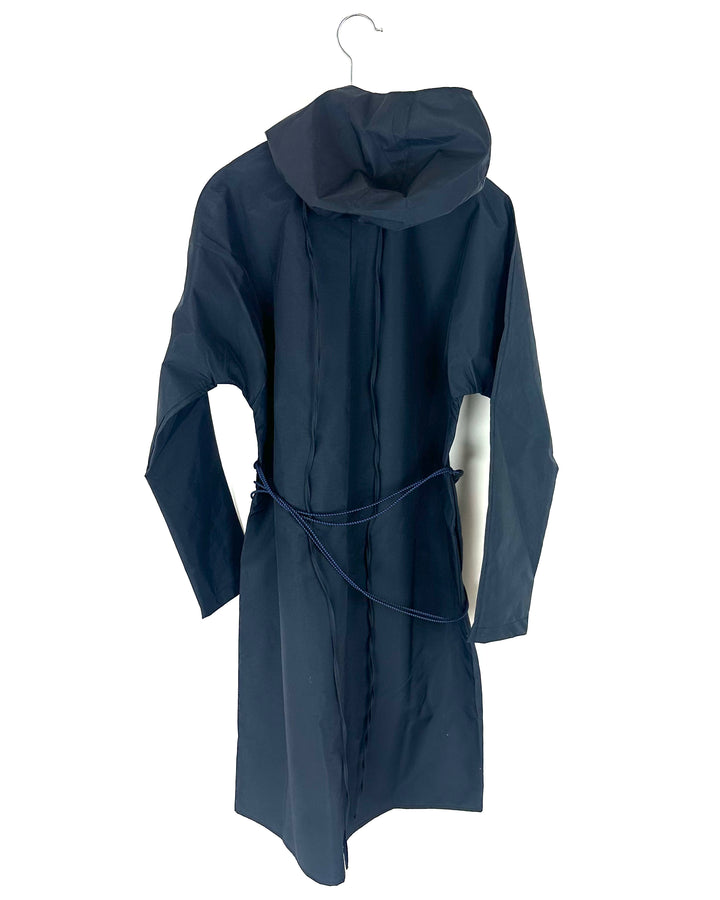 Dark Navy Blue Long Raincoat With Bungee Belt - Size 2/4, 6/8, 8/10 and 10/12