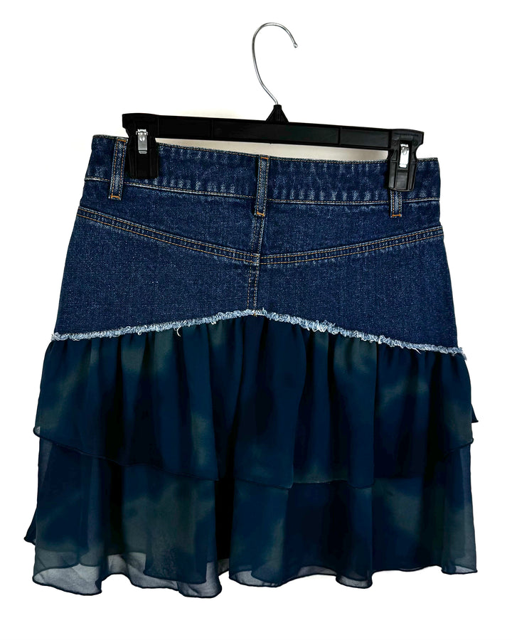 Denim and Blue Ruffle Skirt- Small