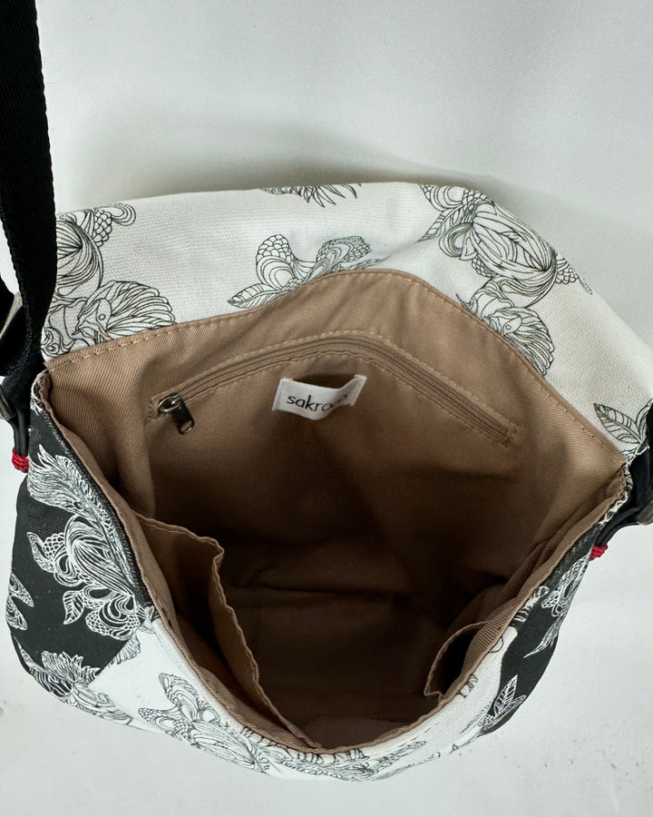 Black and White Patterned Crossbody Bag