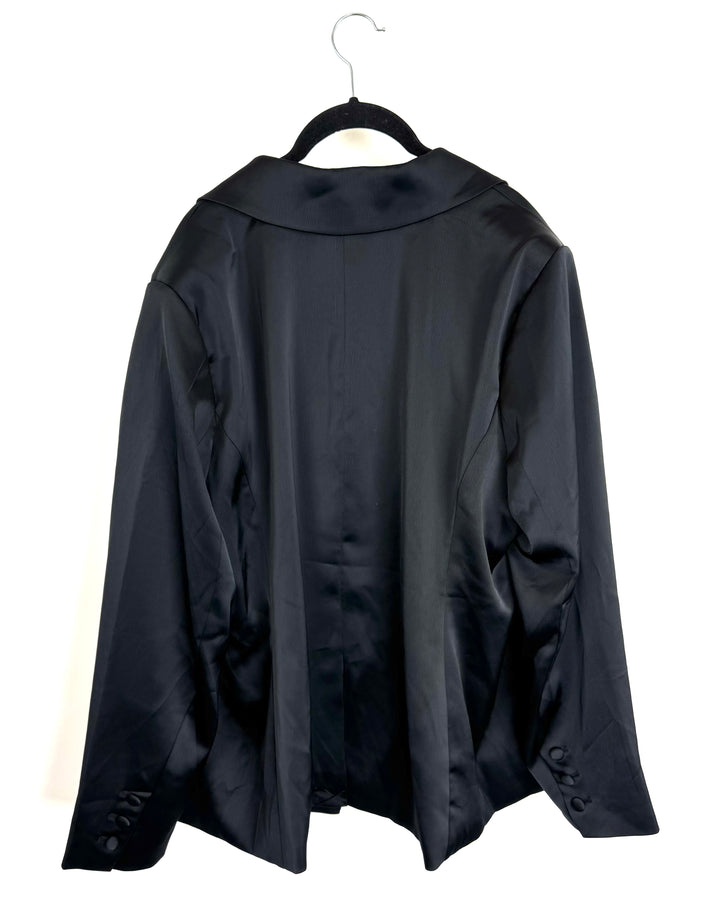 Nina Parker Satin-Like Black Blazer - Size 2X