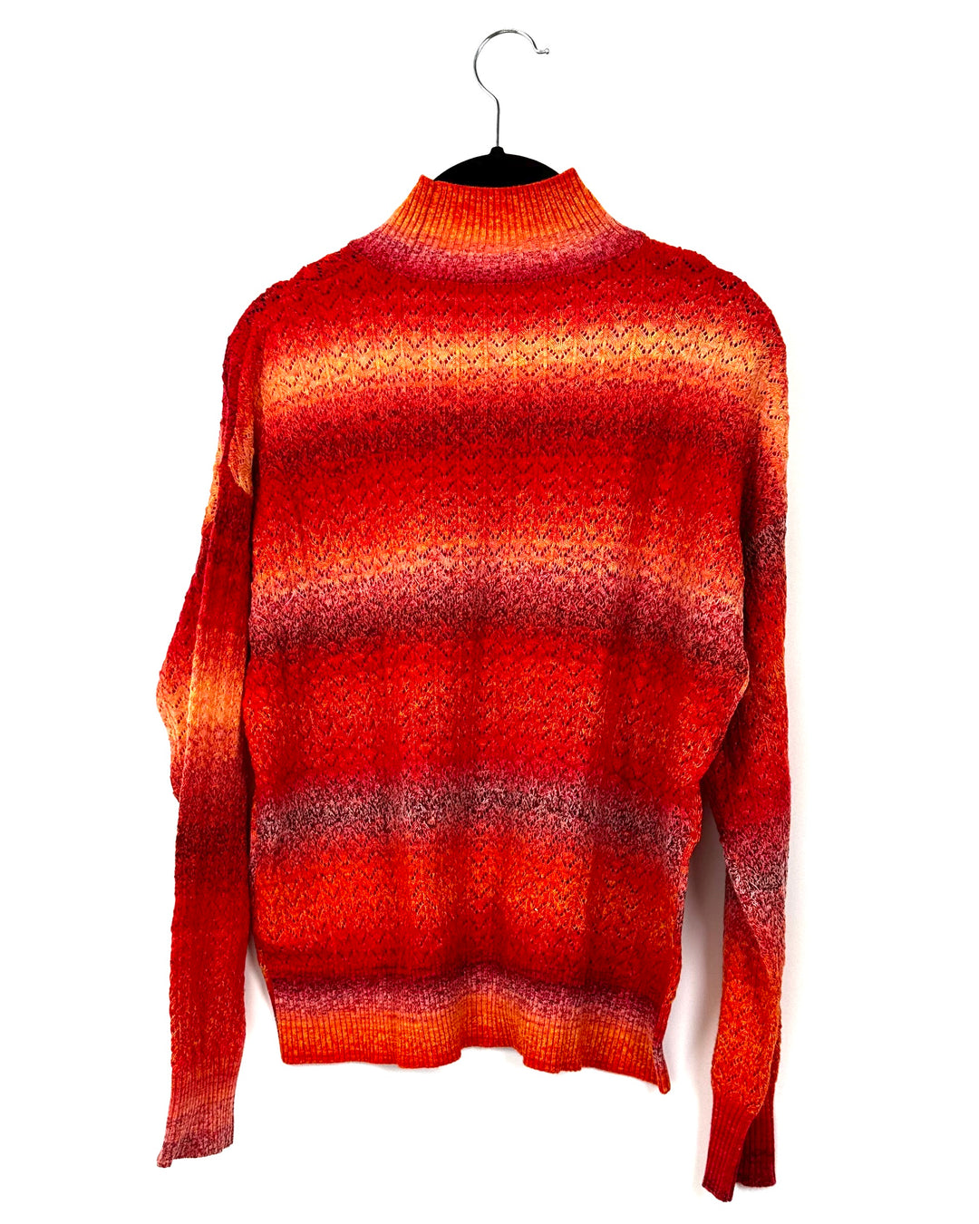 Red Gradient Knit Turtleneck Sweater - Small