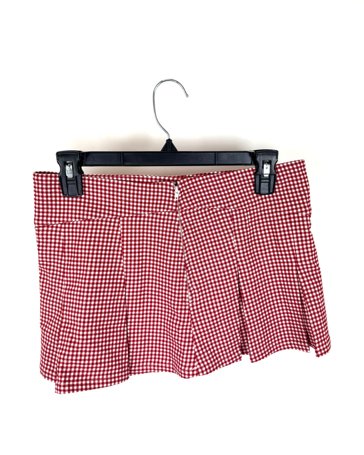 Red Ultra Mini Gingham Skirt - Size Small - Large