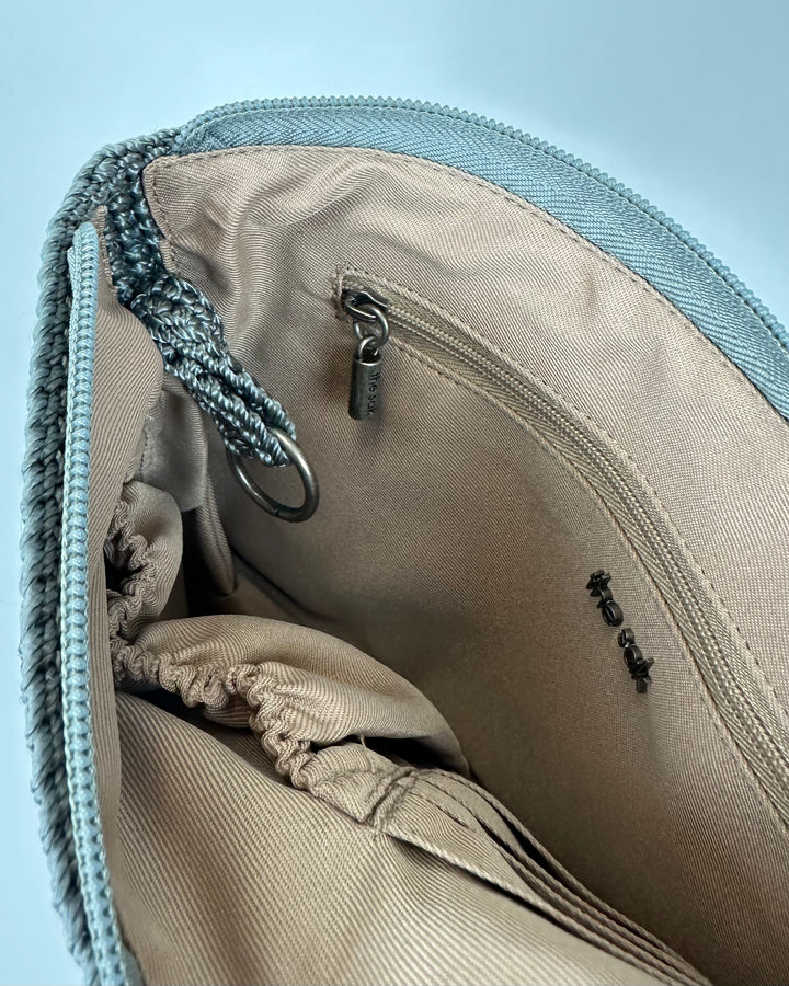 Blue-Gray Crochet Crossbody