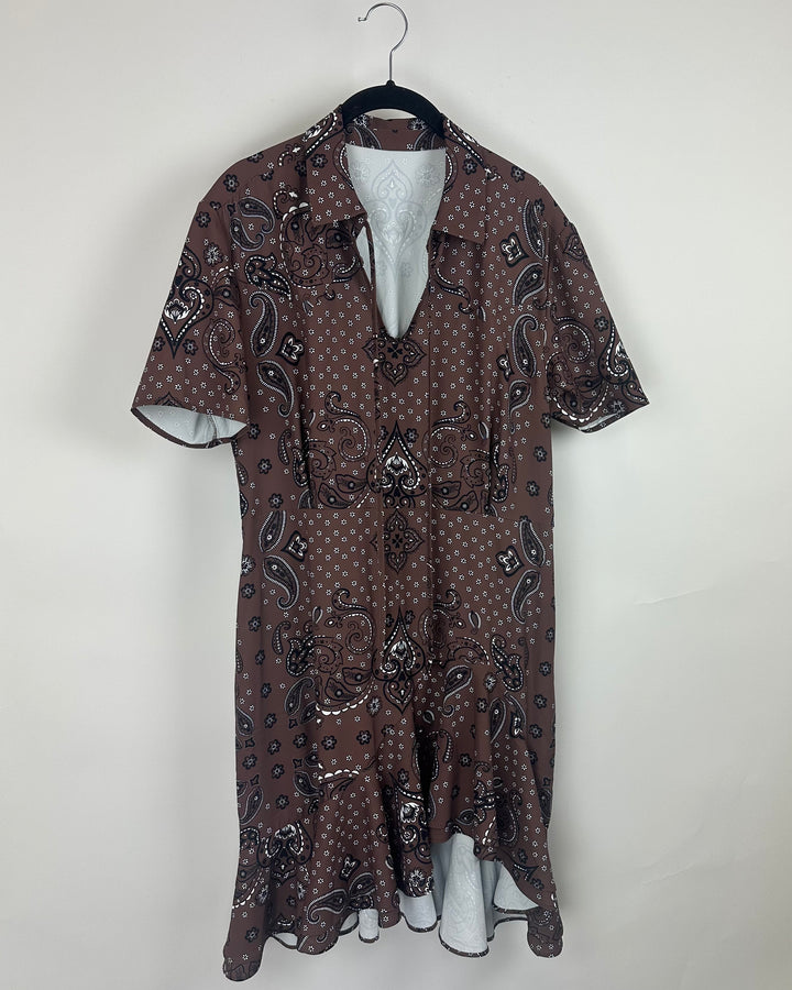 Brown Paisley Print Smock Dress - Size 4/6