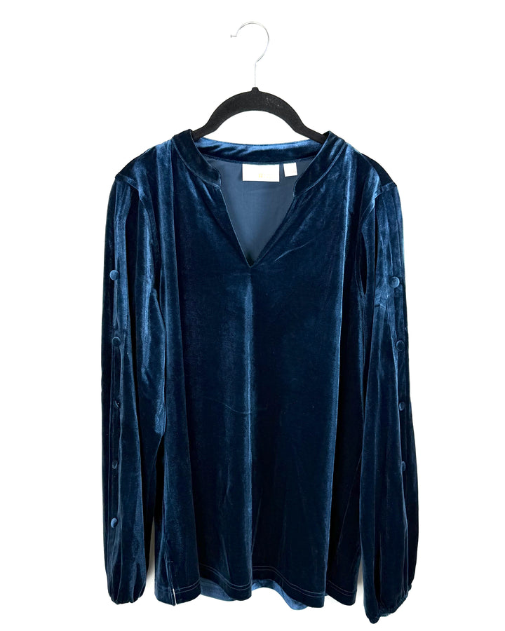 Dark Nay Velvet Long Sleeve- Size 6/8
