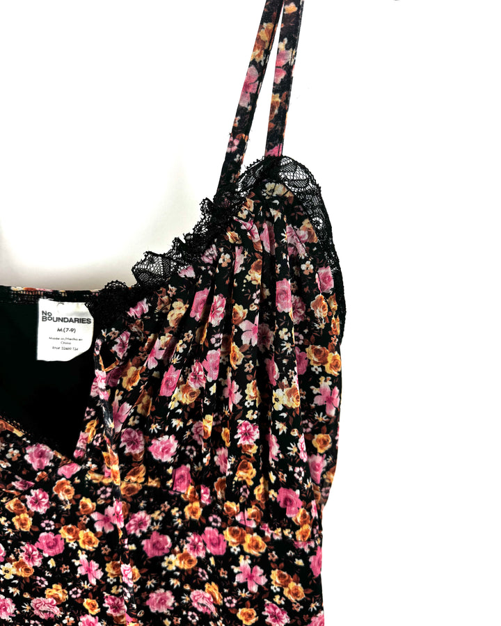 Black and Pink Floral Dress - Size 6/8