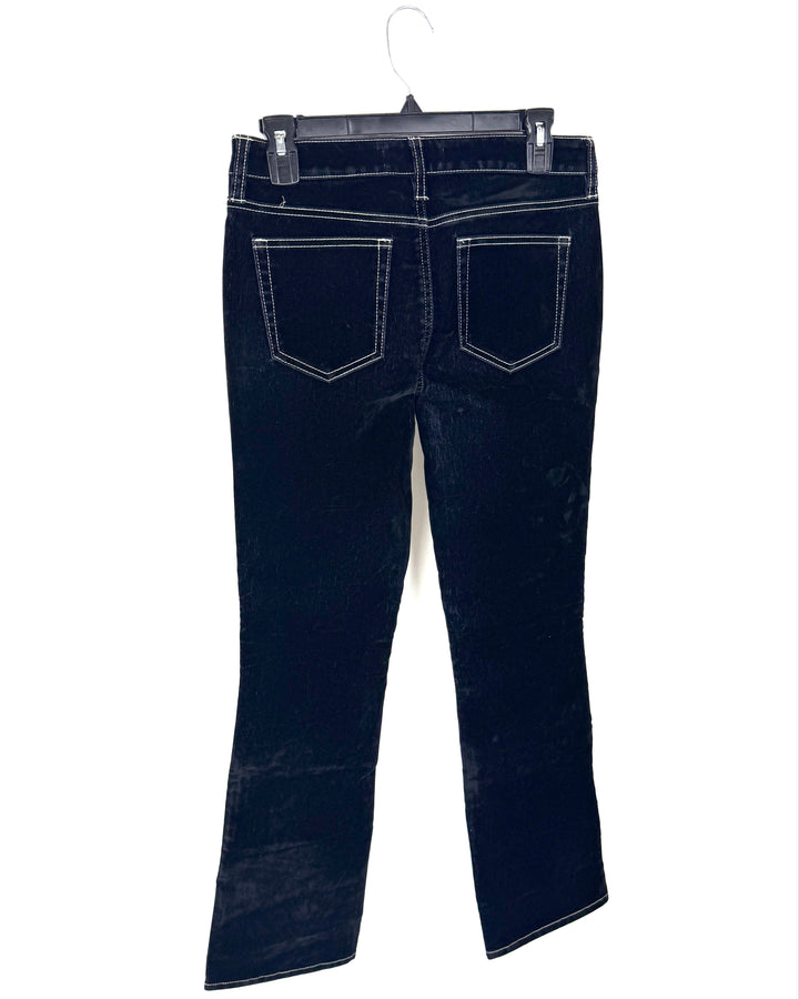 Black Velvet Flare Pants - Size 5