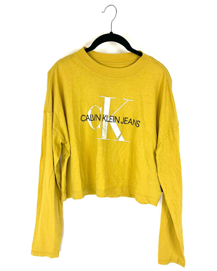 Mustard Yellow Calvin Klein Cropped Long Sleeve - Size 2/4