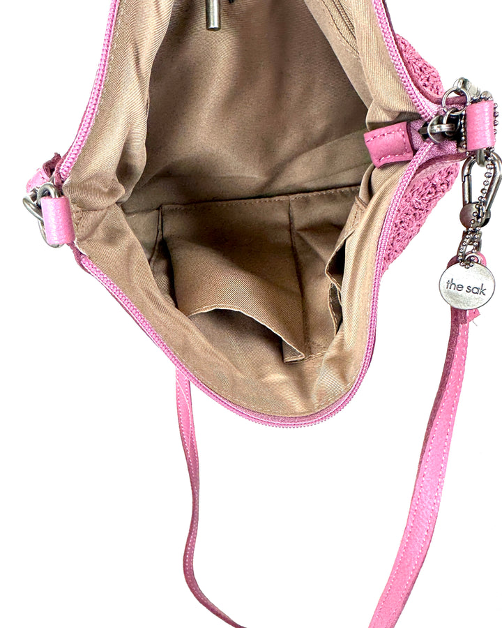 Pink Crochet Crossbody Bag