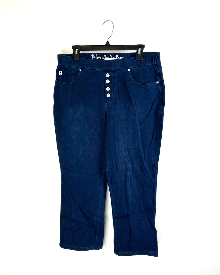 Dark Indigo Flexible Straight Leg Crop Jeans - Size 12