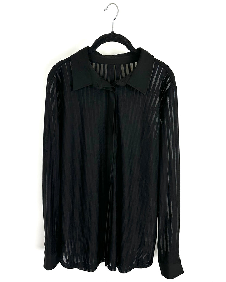 Striped Black Blouse - Size 4/6