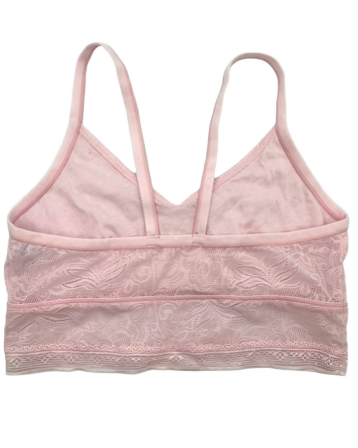 Pastel Pink Lace Unlined Bralette - Medium