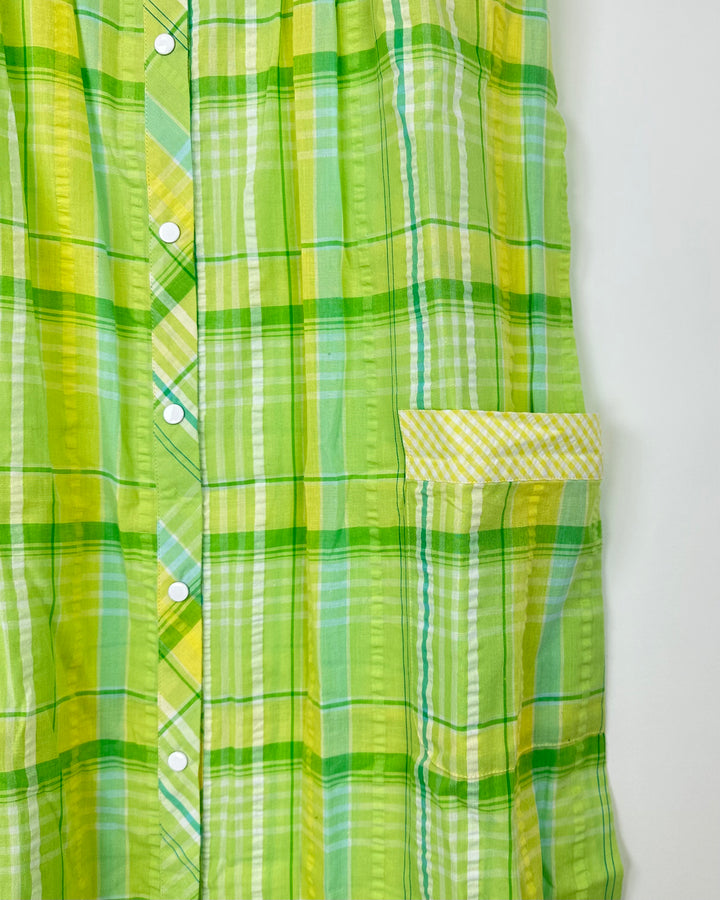 Green And Yellow Plaid House Dress - Size 8/10