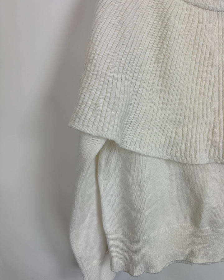 White Statement Neckline Sweater - Size 4/6