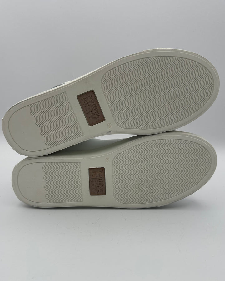 White Leather And Cheetah Print Sneaker - Size 6.5