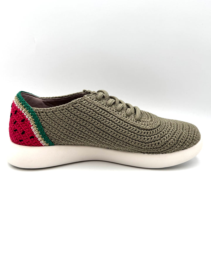 Green Crochet Watermelon Sneakers - Size 6