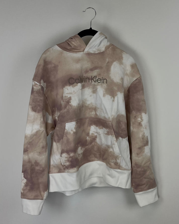 Purple and Tan Tie Dye Logo Hoodie - Small