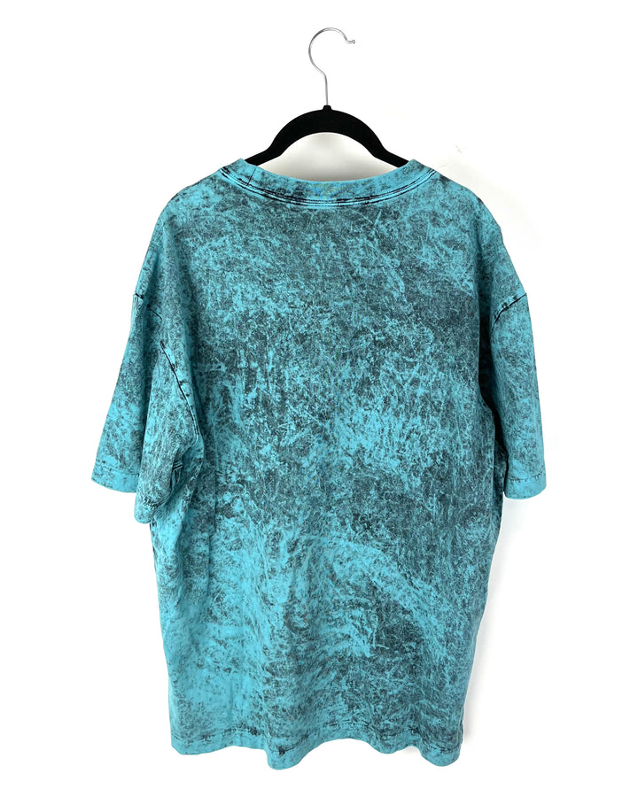 MENS Blue Washed Logo Short Sleeve Tee - Medium