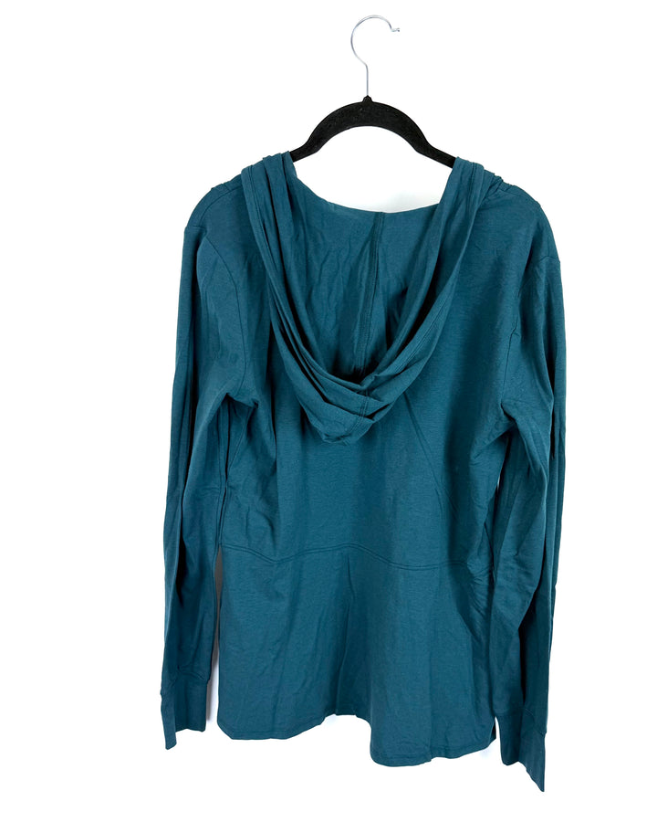 Dark Teal Hooded Long Sleeve Top- Size 6/8