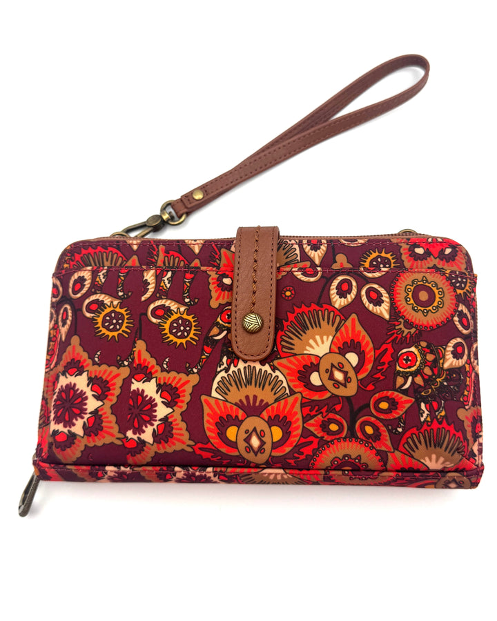 Purple Abstract Pattern Convertible Wristlet/Crossbody Bag