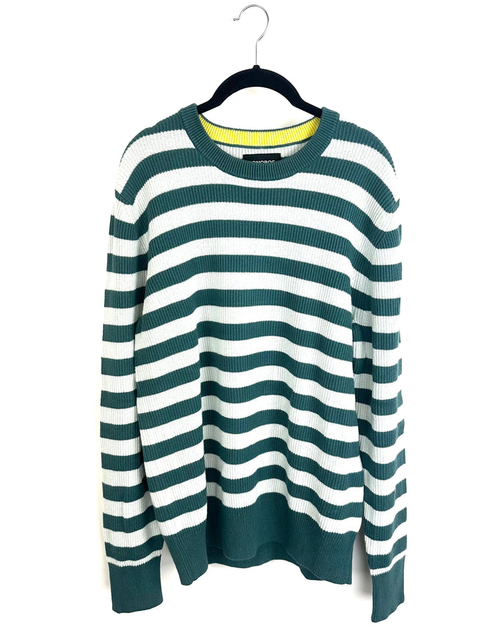 Teal Striped Knit Sweater - Mens Medium / Womens Large