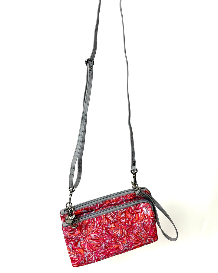 Pink Multi-Pattern Crossbody Bag/ Wristlet