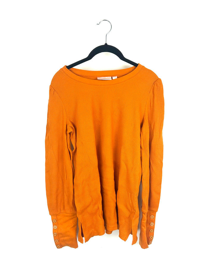 Orange Waffle Knit Long Sleeve Top- Size 6/8
