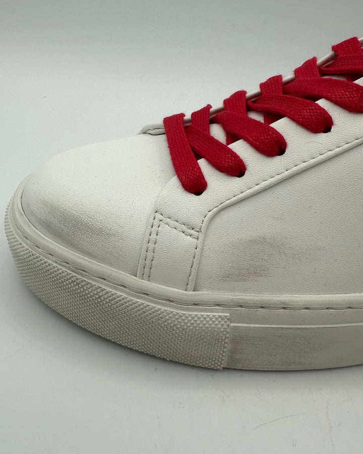 White Leather And Cheetah Print Sneaker - Size 6.5